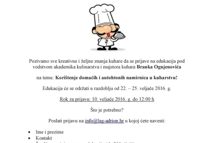 Poziv na edukaciju kuhara